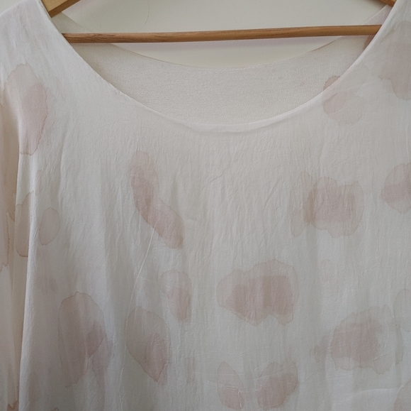 Via Veneto 🤍Made in Italy🤍 Silk Blend Flowy Boho Top ~ Size L - Picture 7 of 14